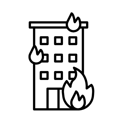 Building on fire icon Building on fire icon