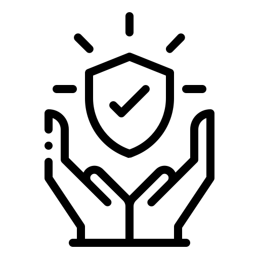 Icon of hands holding security shield