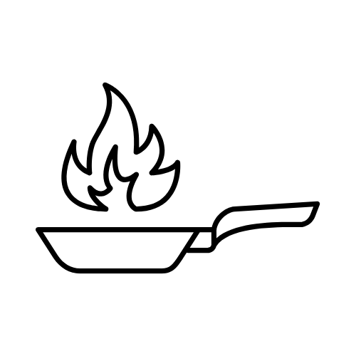 Cooking pan on fire icon Cooking pan on fire icon